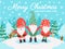 Gnomes christmas characters. Xmas greeting card with cute dwarfs, winter elements and lettering, december holidays
