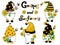 Gnomes and sunflowers are designed in black and yellow tones 1