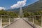 Gnosca footbridge in Ticino, Switzerland, modern podium, suspension bridge