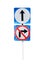 Go ahead the way ,forward sign and don\'t turn right sign ,on whi