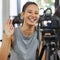 Go confidently in the direction of your dreams. a young woman using a camera to record for her vlog in a gym.