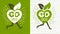 Go green ecology Happy Earth Day emblem logo design lettering fresh green leaves concept icon label sticker design.