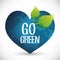 Go green heart globe ecology concept