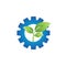 Go green leaf and gear industrial logo design concept
