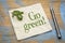 Go green message on napkin