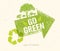 Go Green Recycle Reduce Reuse Eco Poster Concept. Vector Creative Organic Illustration On Rough Background