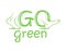 Go Green slogan stylized with human foots