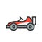 Go kart or Racing car vector icon, filled outline style editable