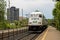 GO Train Stopped At Long Branch Station In Mississauga, Ontario