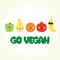 Go vegan cartoon fruits