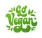 Go vegan - retro-inspired script lettering design, hand-drawn with a 70s vibe. A typeface design element