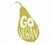 Go vegan slogan in the pear shape. Hand lettering label. Vegetarian diet badge.