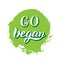 Go vegan sticker. Modern lettering design template. Vegetarian product emblem.