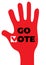 Go vote. Social motivational poster. Up hand