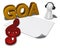 Goa tag, blank white paper sheet and pawn with headphones