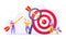 Goal achievement business concept sport target icon and arrows in the bullseye.