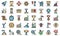 Goal achievement icons set vector flat