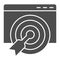 Goal browser solid icon. Target web page with focus and darts. Internet technology vector design concept, glyph style