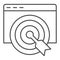 Goal browser thin line icon. Target web page with focus and darts. Internet technology vector design concept, outline