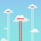 Goal and dream. dream under goals mindset visual concept design. cloud in the sky and tall ladder with text vector illustration