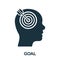 Goal, Focus, Target, Aim Silhouette Icon. Arrow in Human Brain Glyph Pictogram. Objective-Focused Person Solid Sign