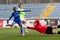 Goal and Goalkeeper at Woman football game