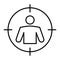 Goal man thin line icon. Target illustration isolated on white. Man at gunpoint outline style design, designed for web