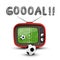 Goal Symbol with Soccer Match on Retro Analog Tv