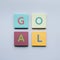 Goal text on colorful notepaper