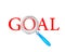 Goal Text focused with Magnifying Glass Vector