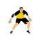 Goalkeeper on goal defends penalty. Soccer player in action vector illustration isolated on white background. Football player.