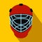 Goalkeeper hockey helmet flat icon