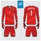 Goalkeeper jersey or soccer kit, long sleeve jersey, goalkeeper glove template design. t-shirt mock up. Front, back view uniform.