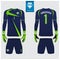 Goalkeeper jersey or soccer kit, long sleeve jersey, goalkeeper glove template design. t-shirt mock up. Front, back view uniform.