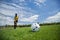 Goalkeeper ready to kick the soccer ball