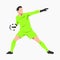 goalkeeper throws the ball. flat vector illustration.