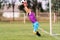 Goalkeeper used hands for catches the ball in match game