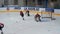 Goalkeeper is warming up before the Ice hockey match