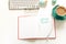 Goals 2019, To do list concept .top view, flat lay women`s office desk