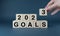 Goals 2023. Cubes form the word Goals 2023. Concept of plans, goals