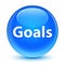 Goals glassy cyan blue round button