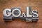 Goals word in metal type