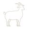 Goat animal. White horned fluffy lamb. Wool production. Line style. Outline contour vector illustration