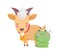 Goat bovine and frog farm cartoon animal