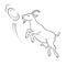 Goat catches frisbee disc coloring vector