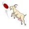 Goat catches frisbee disc pop art vector