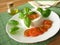 Goat cream cheese with tomatoes and basill