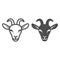 Goat head line and solid icon, livestock concept, nanny-goat head sign on white background, Goat face icon in outline