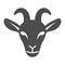 Goat head solid icon, livestock concept, nanny-goat head sign on white background, Goat face icon in glyph style for