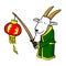 Goat holding Chinese lantern